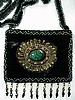 Black small purse w/ feather design 